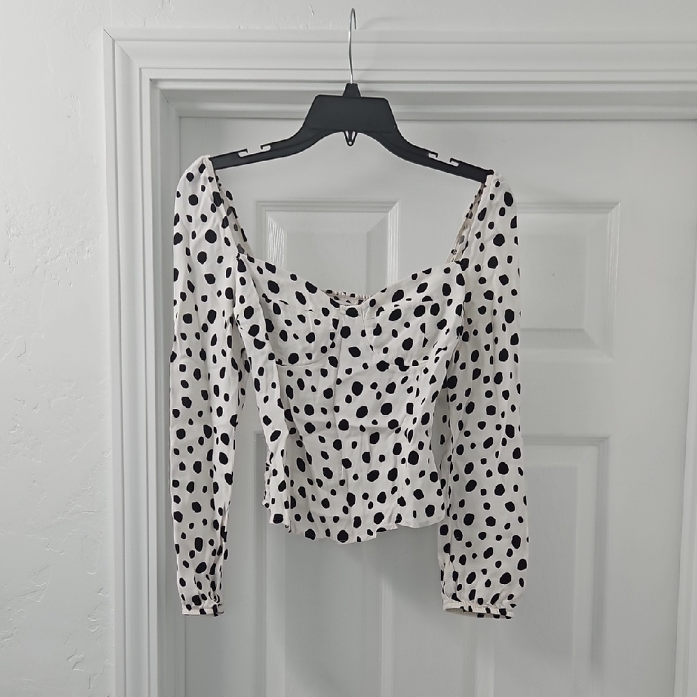 Reformation Black and White Polka Dot Blouse